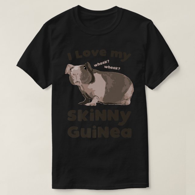Camiseta Eu amo o meu Pig Pig Pover da Guiné sem Cabelo (Frente do Design)