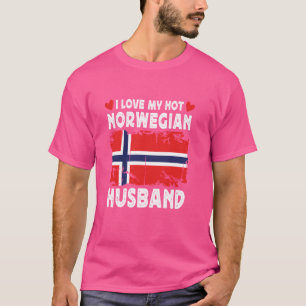 Camiseta Eu Amo O Meu Quente Marido Norueguês Cônjuge Norue