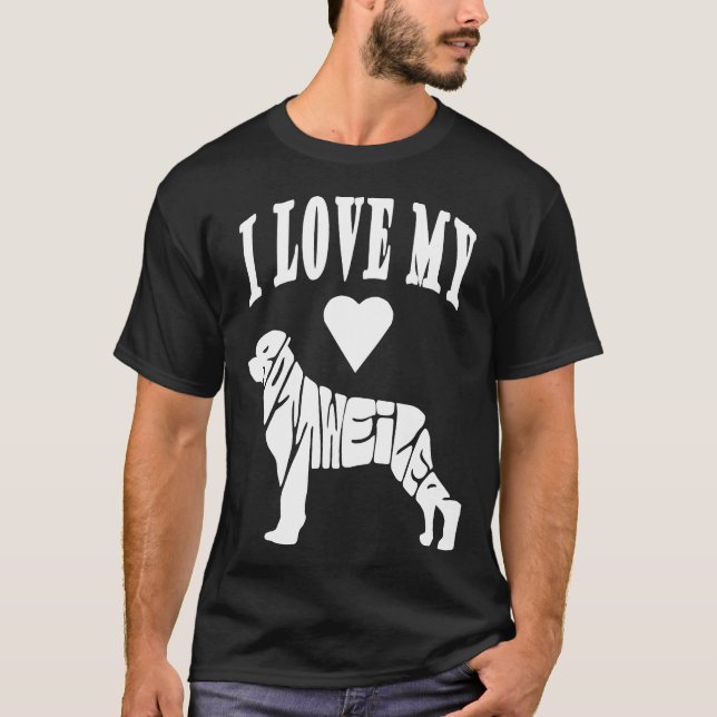 Camiseta Eu Amo O Meu Rottweiler Para O Cachorro Mãe E O Ca (Frente)