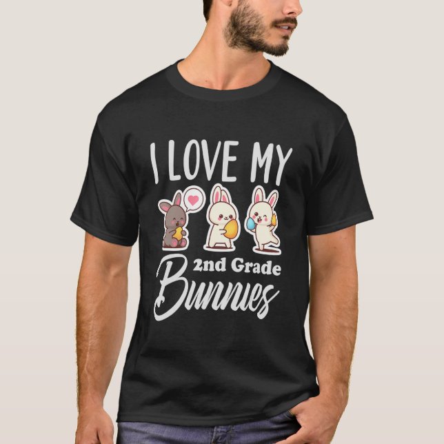 Camiseta Eu Amo O Meu segundo De Grau De Bunnies Cute Secon (Frente)