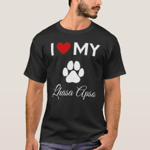 Camiseta Eu amo o meu texto personalizado de cão Lhasa Apso