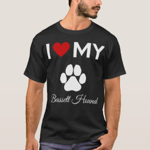 Camiseta Eu amo o meu texto personalizado do cão Bassett Ho