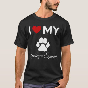 Camiseta Eu amo o meu texto personalizado do cão Springer S