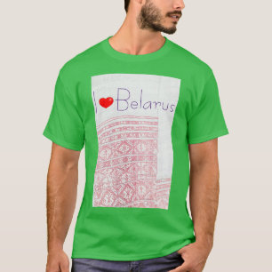 Camiseta Eu Amo O Padrão Folclórico Nacional Bielorrusso - 