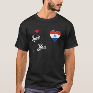 Camiseta Eu amo o Paraguai com a bandeira do Paraguai em um