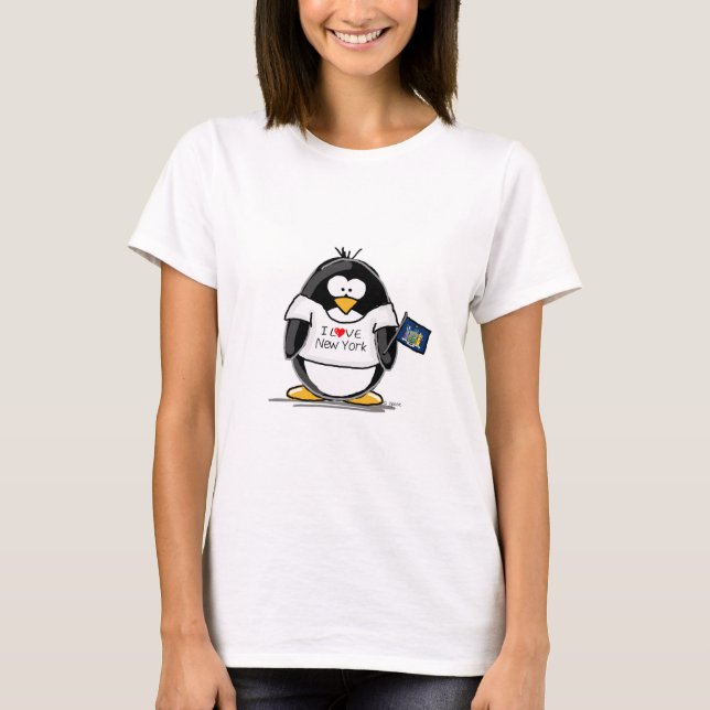 Camiseta Eu amo o pinguim de New York (Frente)
