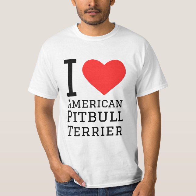 Camiseta Eu amo o pitbull americano terrier (Frente)
