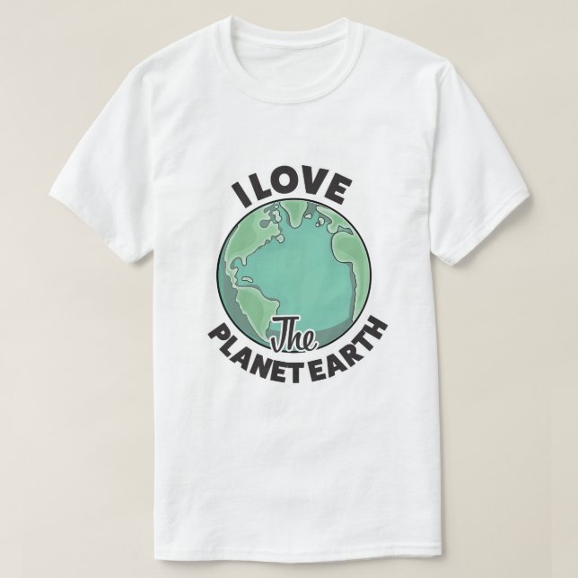 Camiseta Eu Amo O Planeta Terra (Frente do Design)