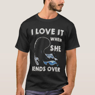 Camiseta Eu amo-o quando se dobra sobre o pescador da pesca