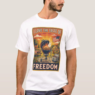 Camiseta Eu Amo O Sabor Da Liberdade Vintage Churrasco 4 De