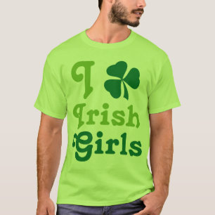 Camiseta Eu amo o T irlandês do verde do trevo das meninas