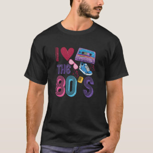 Camiseta Eu amo o traje de menina retrô dos anos 80 M