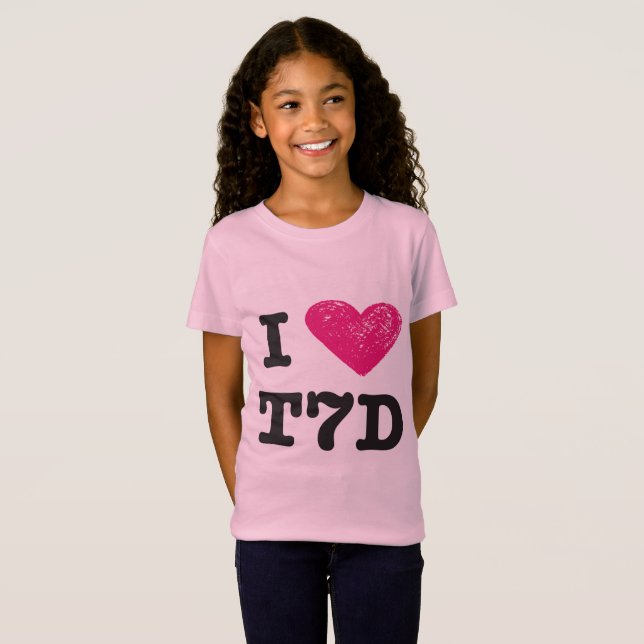 Camiseta Eu amo o tshirt de t7d (as meninas) (Frente Completa)