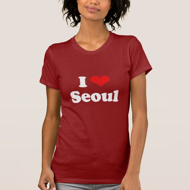 Camiseta Eu amo o Tshirt do branco do Tshirt de Seoul (Frente)