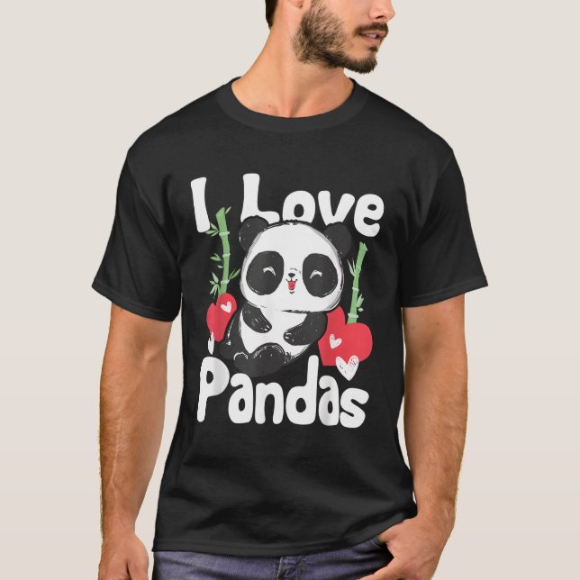Camiseta Eu Amo O Urso De Panda Pandas Kawaii (Frente)