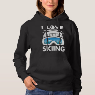 Camiseta Eu Amo Óculos de Esqui Freestyle Bastões de Esqui 