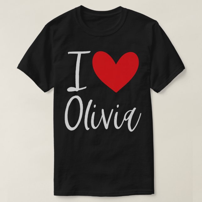 Camiseta Eu Amo Olivia Nome Menina Personalizada Mulher BFF (Frente do Design)