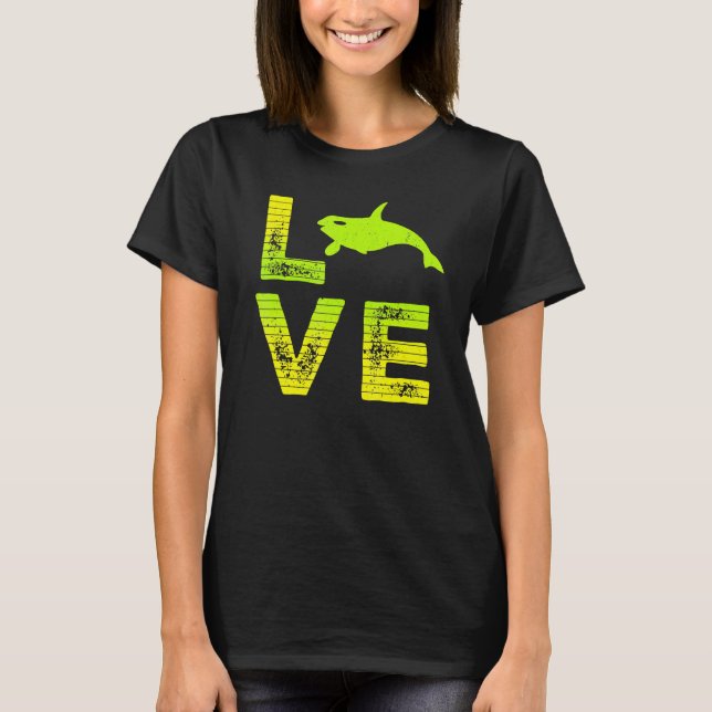 Camiseta Eu Amo Orcas Branca Dentada Orca Amando Garotas (Frente)
