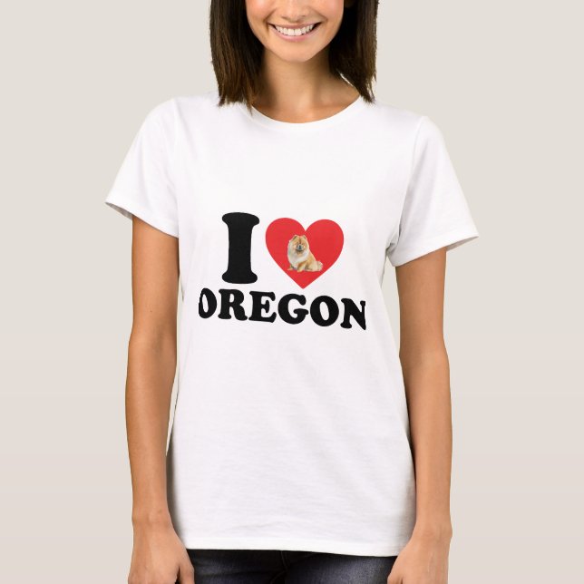 Camiseta Eu Amo Oregon E Meu Chow Chow (Frente)