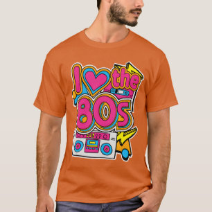 Camiseta Eu Amo os Anos 80 Fantasia Retro Festa de Hallowee