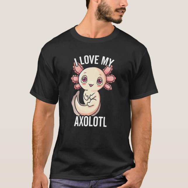 Camiseta Eu Amo Os Eixolotl Cute Kids Axolots (Frente)