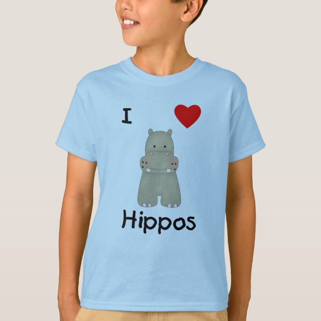 Camiseta Eu amo os hipopótamos (3) (Frente)