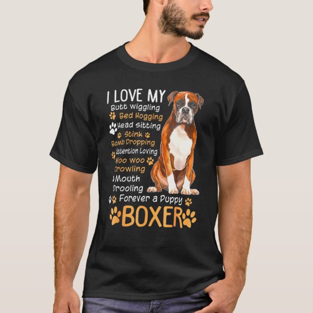 Camiseta Eu Amo Os Meus Cachorros Boxer (Frente)