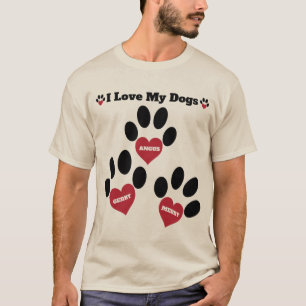 Camiseta "Eu Amo Os Meus Cachorros" Os Cachorros Dão Marrom