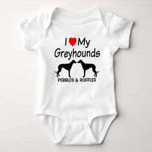 Camiseta Eu Amo Os Meus Dois Cachorros De Greyhound