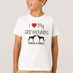 Camiseta Eu Amo Os Meus Dois Greyhounds
