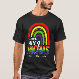Camiseta Eu Amo Os Meus Dois Orgulho De Mães Lgbt Sinalizad