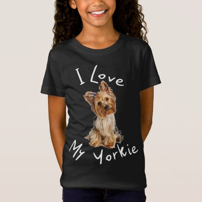 Camiseta Eu Amo Os Meus Homens Yorkies Mulheres Crianças Ca (Frente)