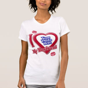 Camiseta Eu Amo Os Meus Lábios De Coração Vermelho Com Foto