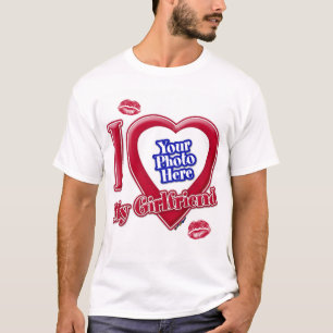 Camiseta Eu Amo Os Meus Lábios De Coração Vermelho Com Foto