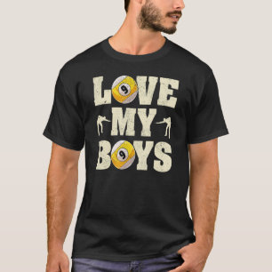 Camiseta Eu Amo Os Meus Meninos Billiards Dia de os pais Bi