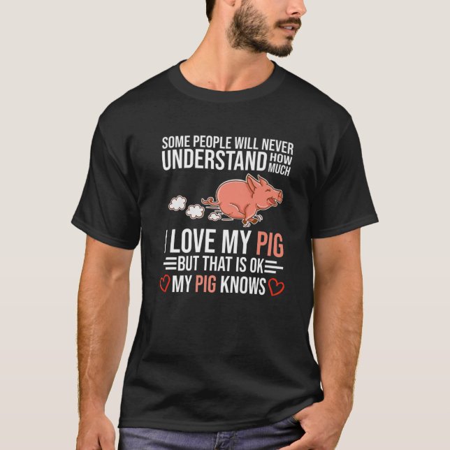 Camiseta Eu Amo Os Meus Porcos São Os Meus Animais Espiritu (Frente)