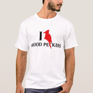 Camiseta Eu amo os Peckers de madeira, Woodpeckers