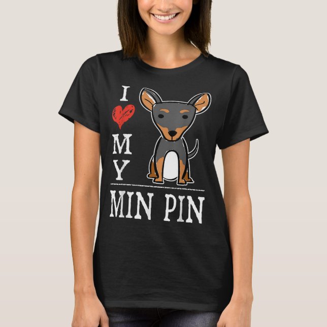 Camiseta Eu Amo Os Pinos Miniatura De Cartoon De Presente (Frente)