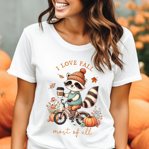 Camiseta Eu Amo Outono Mais Que Tudo Guaxinim Vintage