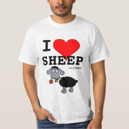 Camiseta Eu Amo Ovelhas (como amigos) Grande Coração Vermel