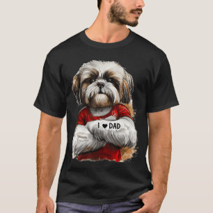 Camiseta Eu Amo PaiTattoo Shihzu Pai Dia dos Pais Engraçado