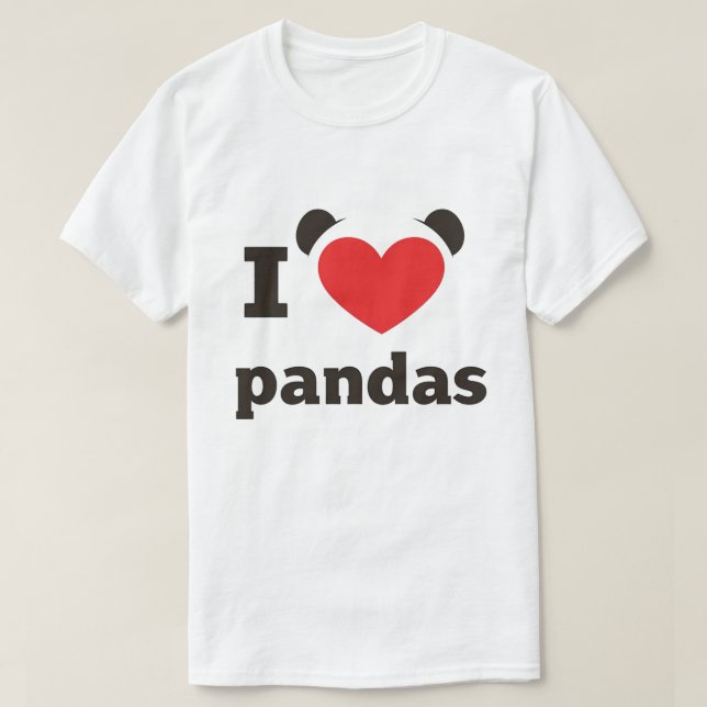 Camiseta Eu Amo Pandas (Frente do Design)