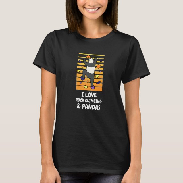 Camiseta Eu Amo Pandas Escaladores de Parede de Pedra (Frente)