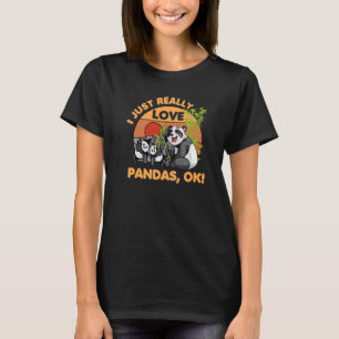 Camiseta Eu Amo Pandas Ok Animal Bear Retro