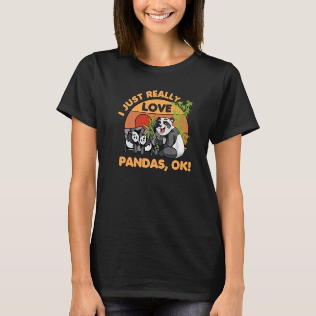 Camiseta Eu Amo Pandas Ok Animal Bear Retro (Frente)
