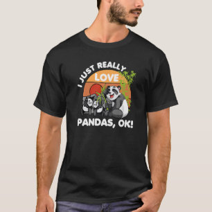 Camiseta Eu Amo Pandas Ok Animal Bear Retro
