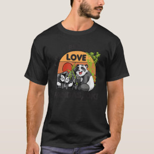 Camiseta Eu Amo Pandas Ok, Bebida Animal Retro 1