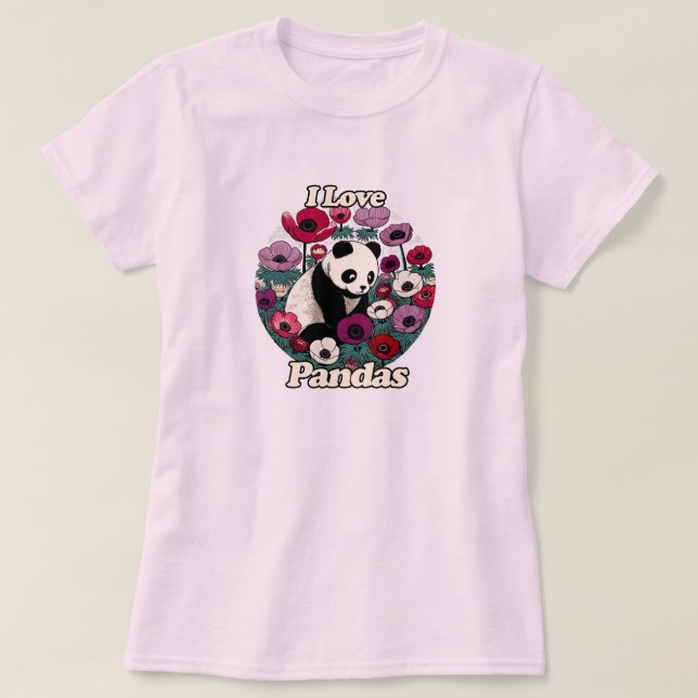 Camiseta Eu Amo Pandas Panda Bear (Frente do Design)