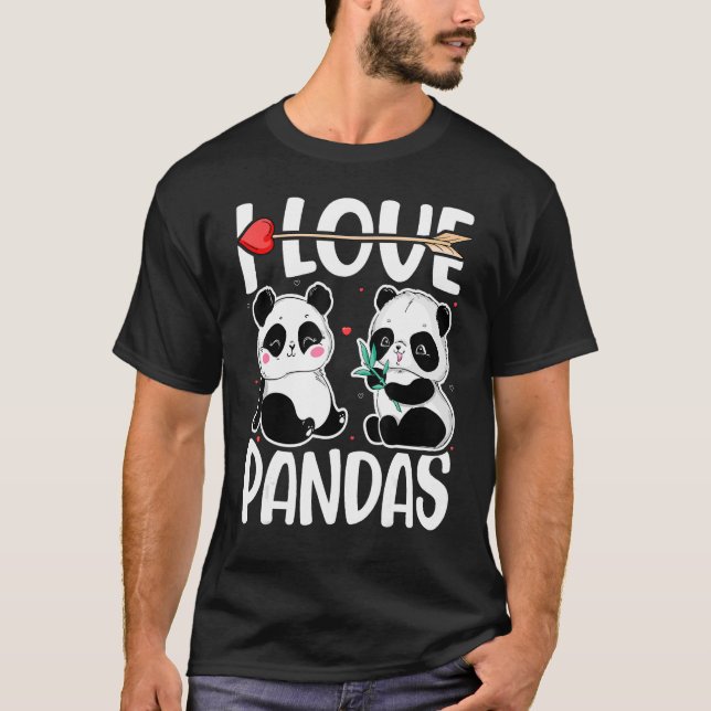 Camiseta Eu Amo Pandas Panda Bear (Frente)