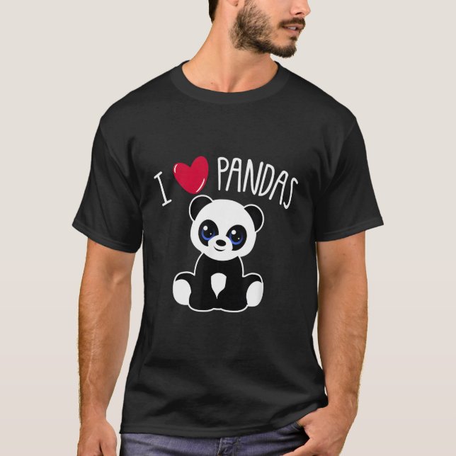 Camiseta Eu Amo Pandas Panda Citação Ele (Frente)